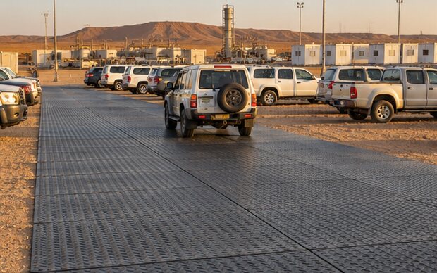 Estacionamiento en el campamento del proyecto