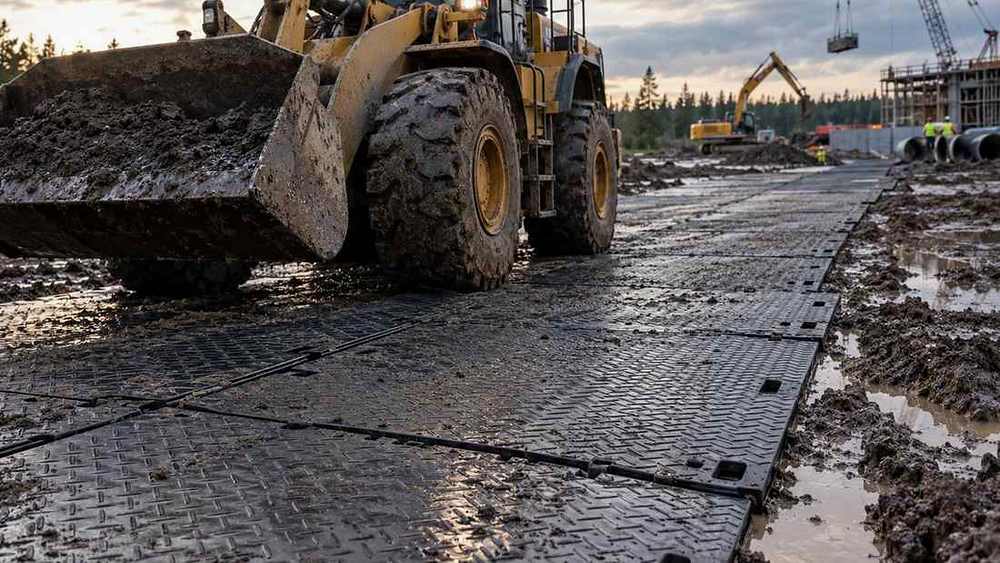 Lines and surfaces after crushing of construction vehicles.