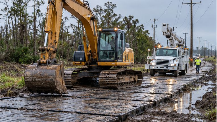 Emergency repair site for electrical circuits following heavy rains, typhoons or floods.