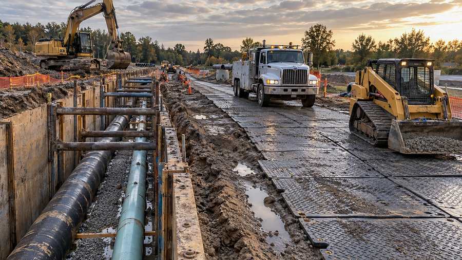 Nouveaux plans pour la construction de chaussées pour l'accès des véhicules près du pipeline souterrain