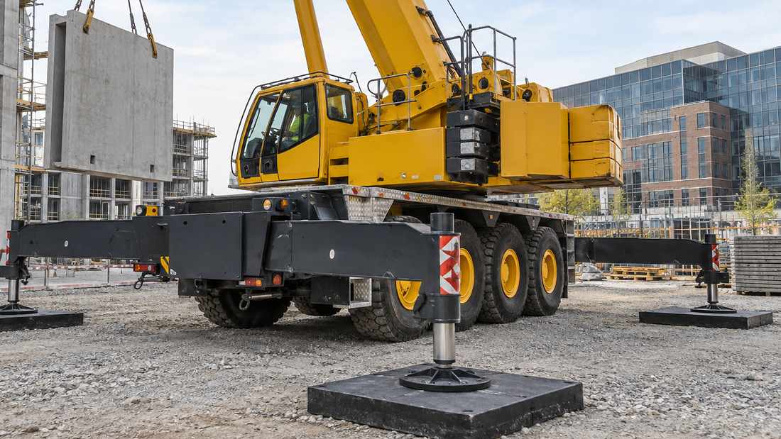 Guindastes móveis e tapetes de pernas independentes em grandes projetos de construção e novos planos de construção