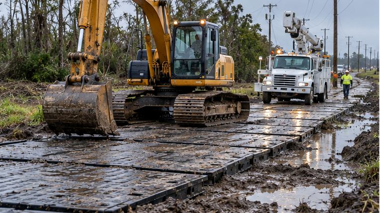 Emergency repair site for electrical circuits following heavy rains, typhoons or floods.