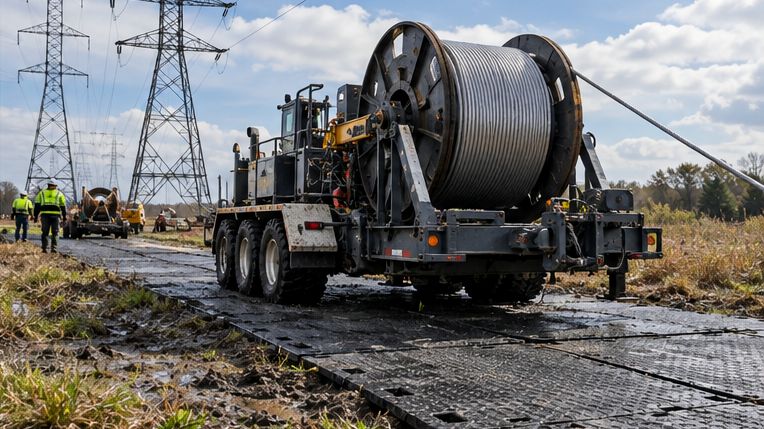 输电线路沿线的塔基、放线和检修作业,本题关注“输电走廊临时停车区如何建设”相关写实场景