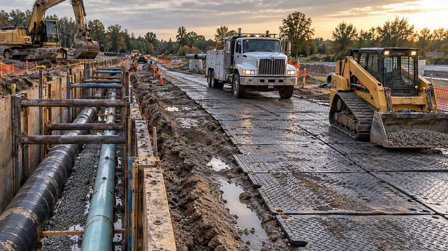 Continuous paved vehicle access on the side of the municipal gutter, new construction site mapping